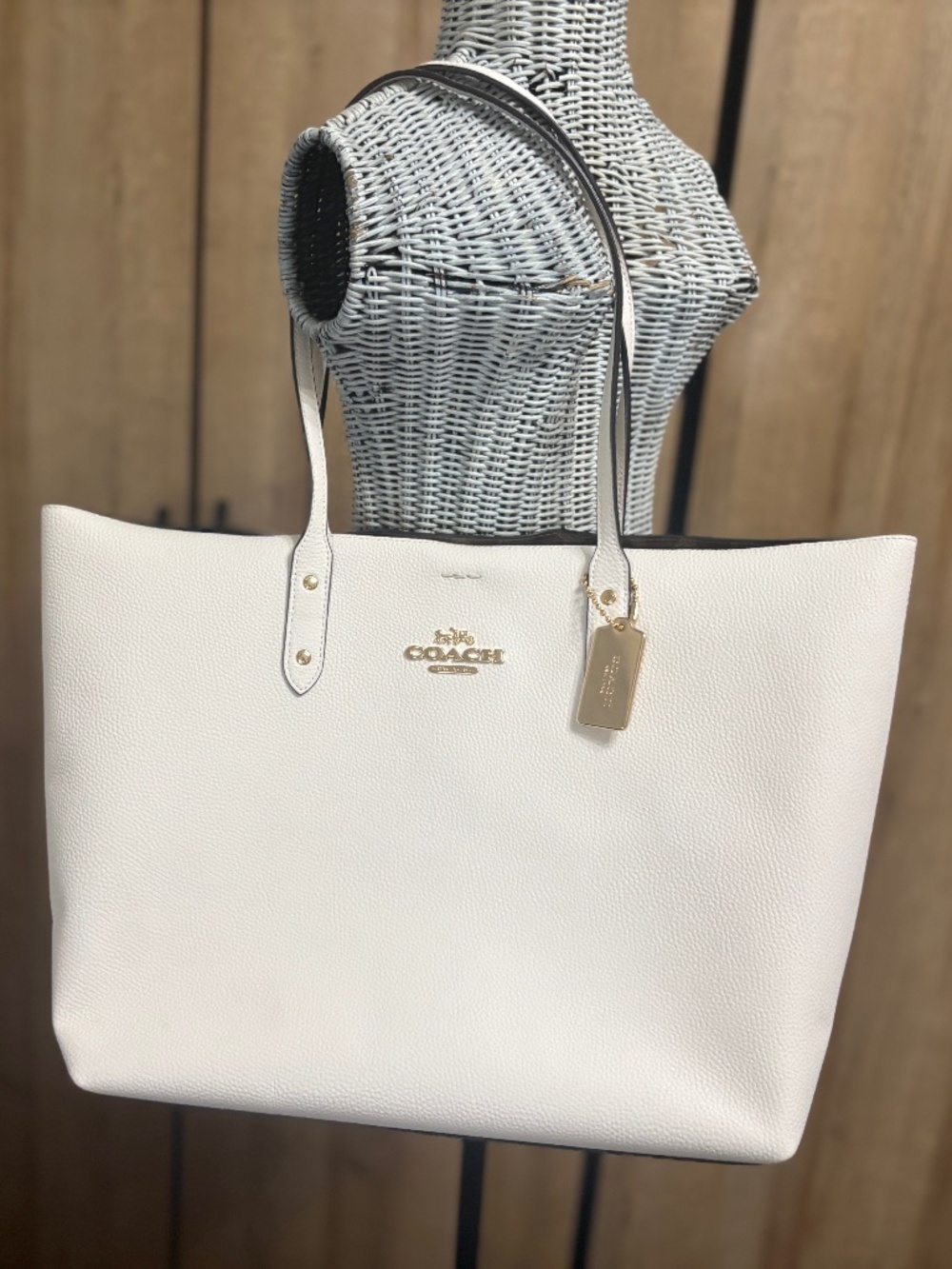 Coach Signature Interior Signature Town Tote F76637 Chalk Khaki NWT Reg $398 NWT